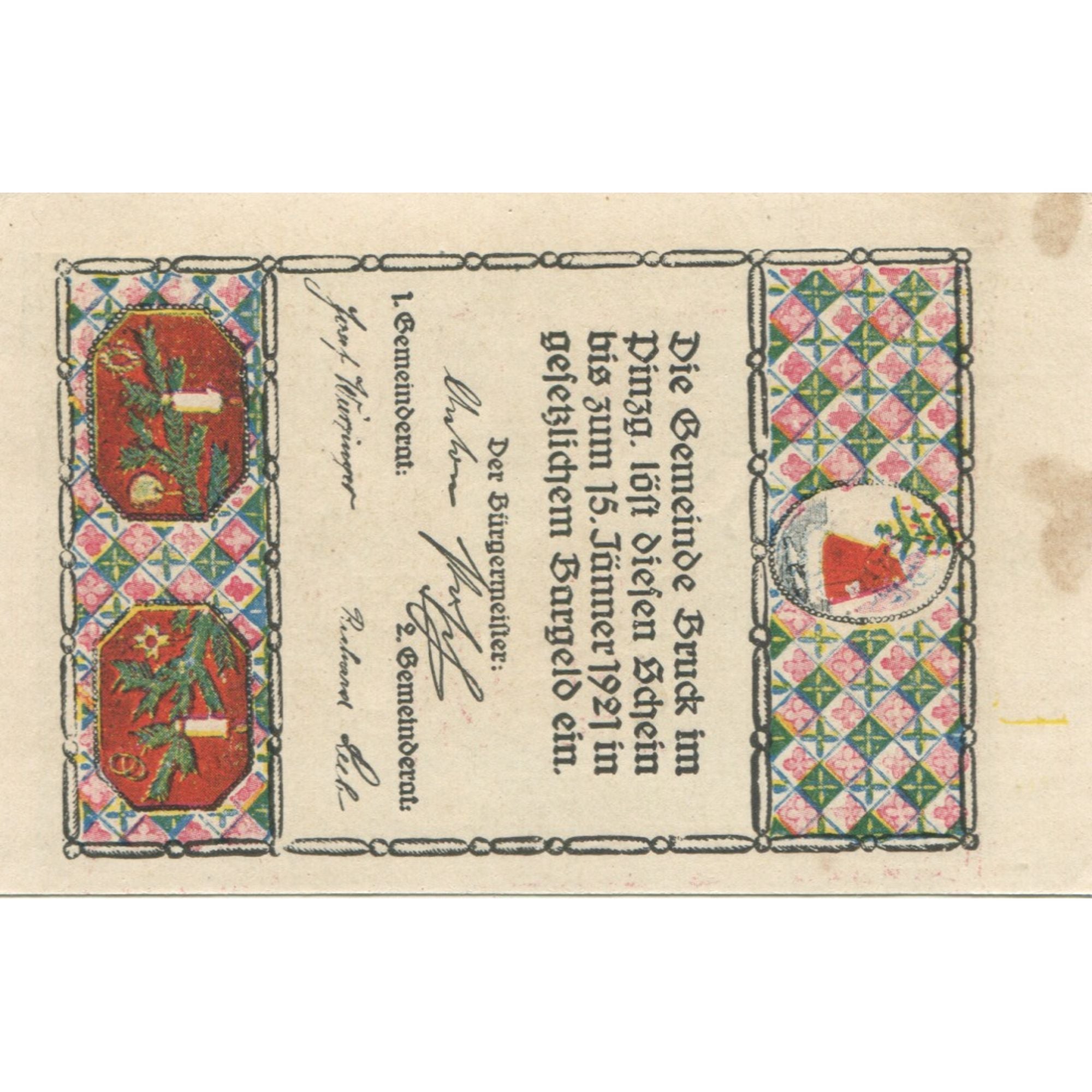 Banknote, Austria, Bruck, 1/2 Krone, neige 1921-01-15, UNC(63) Mehl:FS 107IIIa