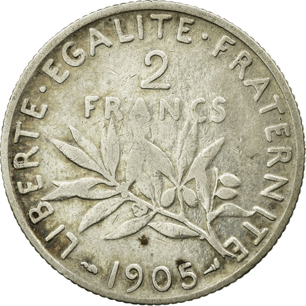 Munten, Frankrijk, Semeuse, 2 Francs, 1905, FR, Zilver, KM:845.1, Gadoury:532