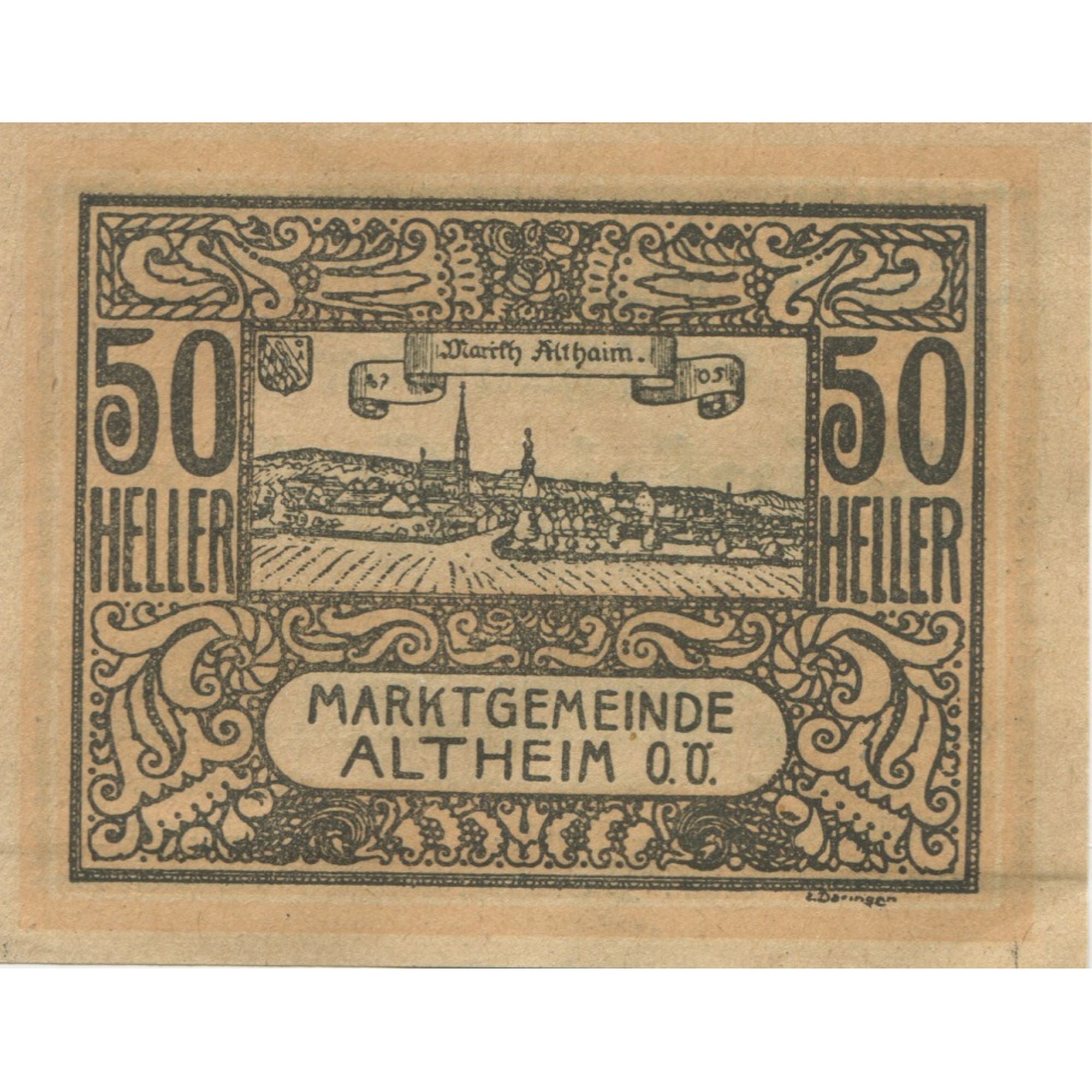 Banknote, Austria, Altheim, 50 Heller, champs 1920-12-31, UNC(63) Mehl:FS 32aC1