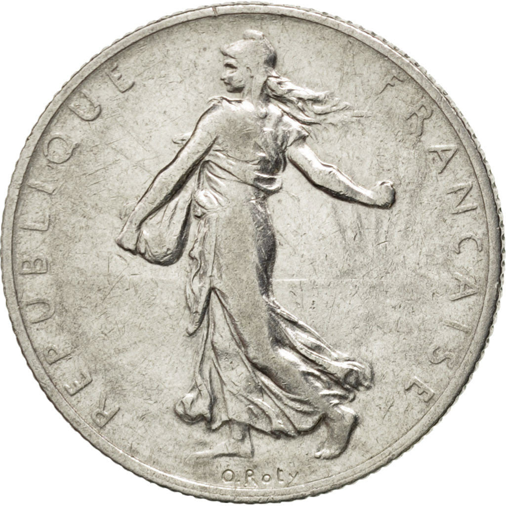 FRANCE, Semeuse, 2 Francs, 1909, Paris, KM #845.1, VF(30-35), Silver, 27,...