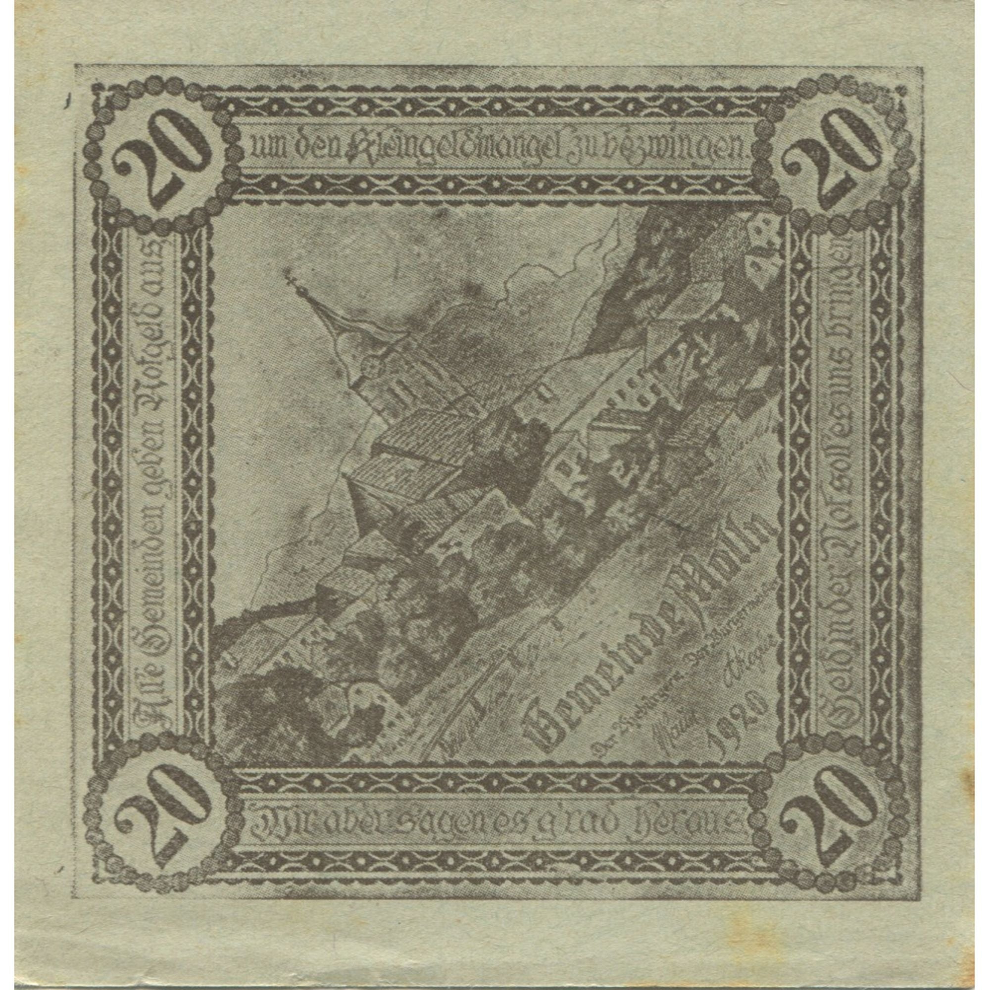 Banconote, Austria, Mölln, 20 Heller, paysage 1920-08-31, SPL-, Mehl:FS 625