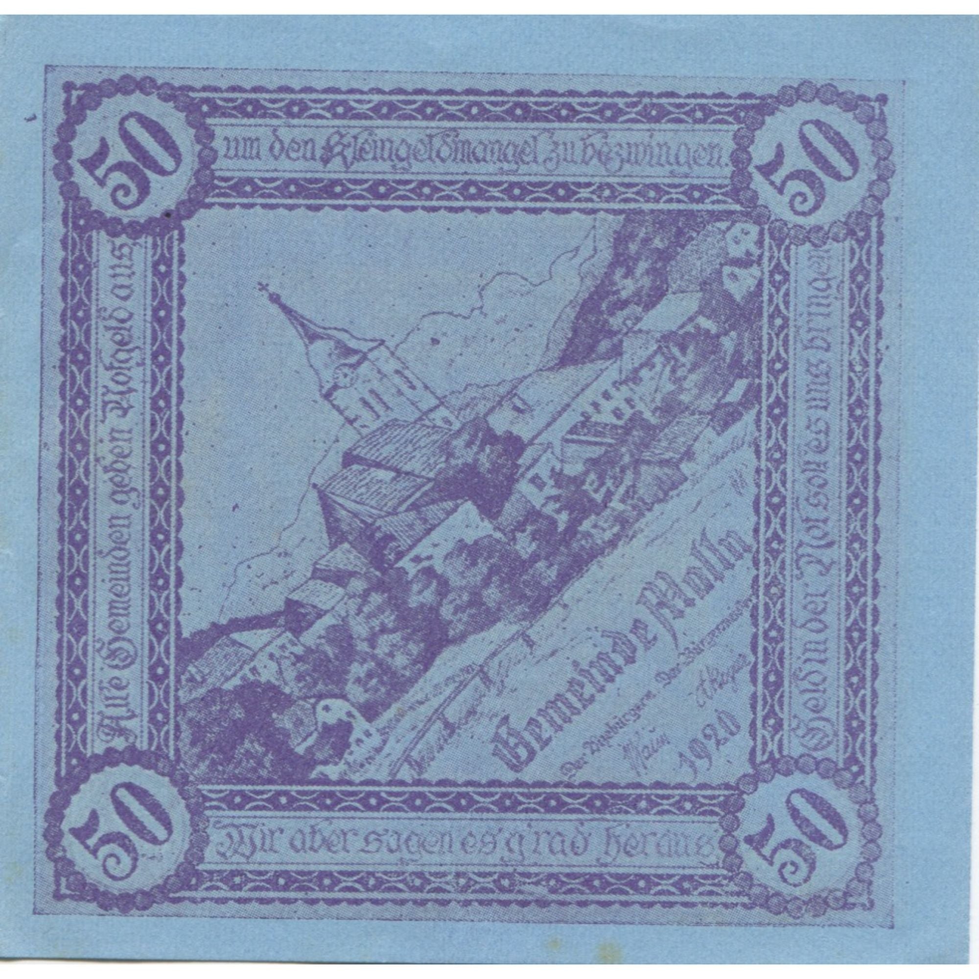 Billet, Autriche, Mölln, 50 Heller, montagne 1920-08-31, SPL, Mehl:FS 625