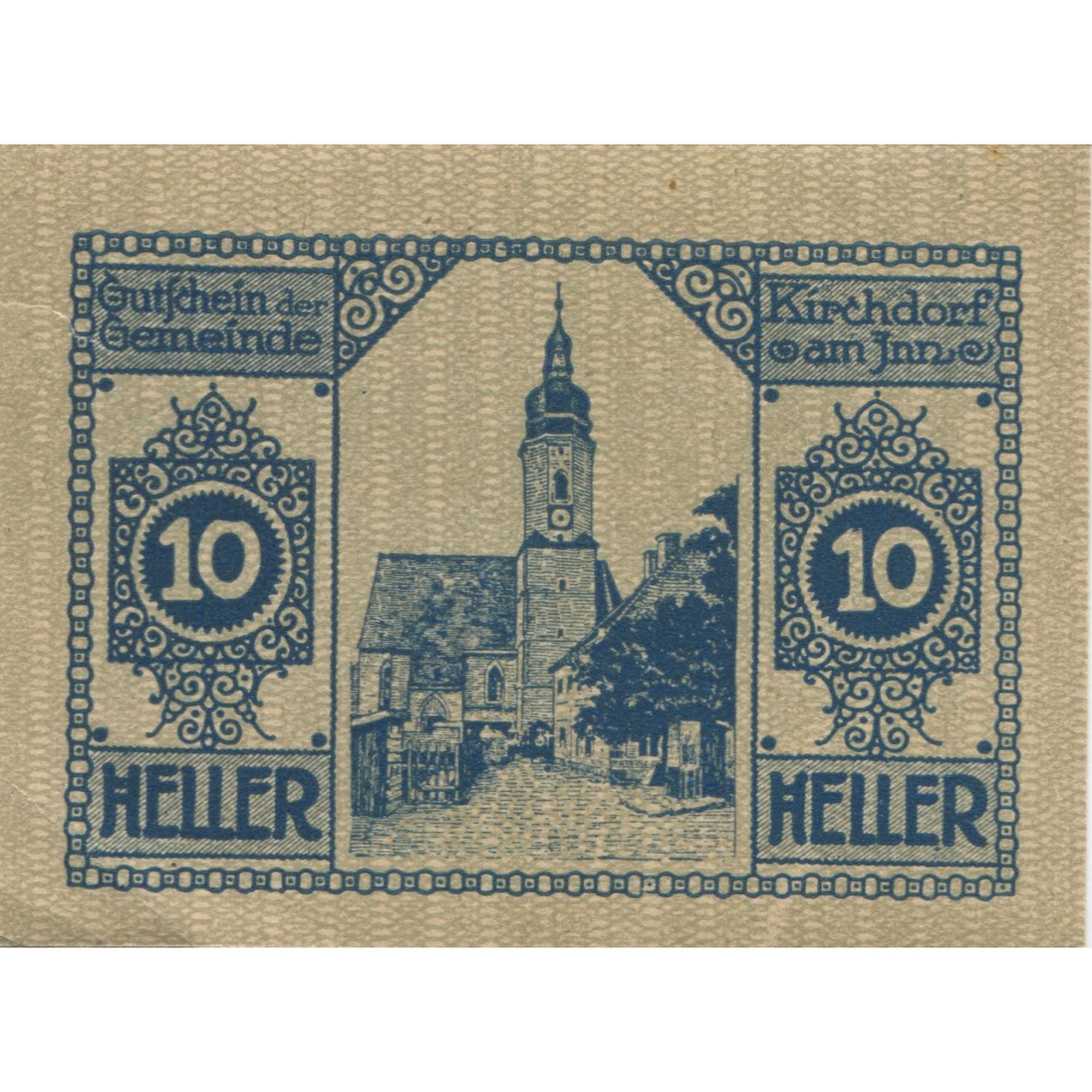 Banknote, Austria, Kirchdorf, 10 Heller, Eglise, 1920 UNC(63) Mehl:FS 444a