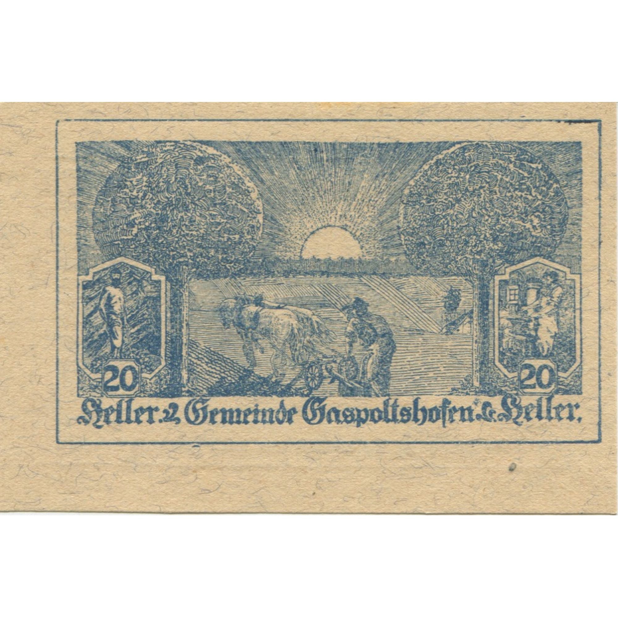Banknote, Austria, Gaspoltshofen, 20 Heller, paysage, 1920 UNC(63) Mehl:FS 225