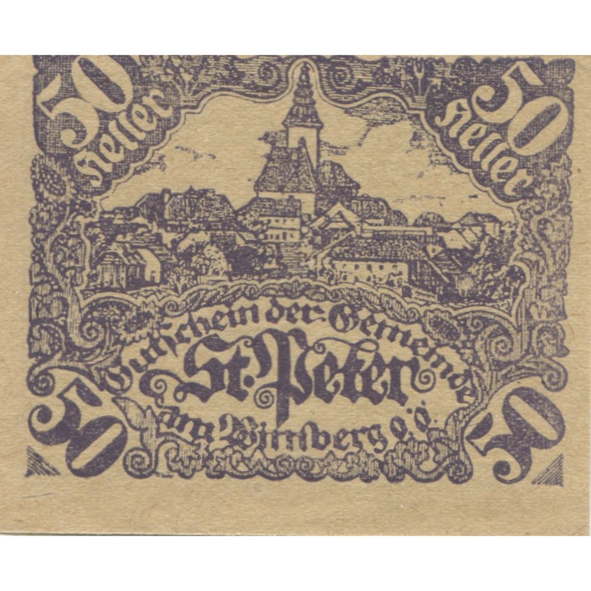 Banknote, Austria, St Peter, 50 Heller, village 1921-06-30, UNC(63) Mehl:FS 926