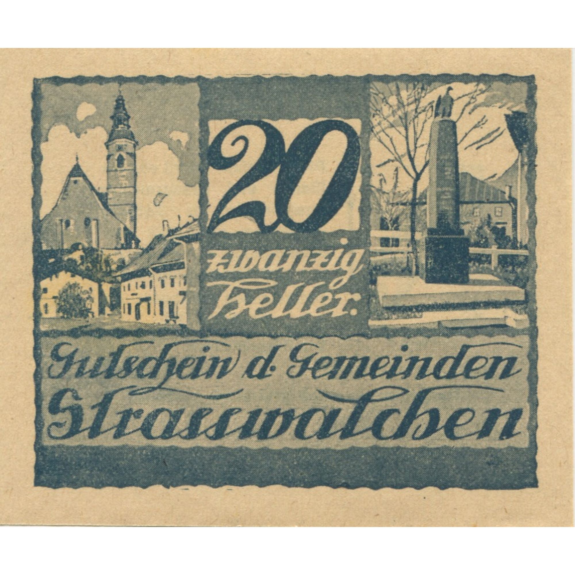 Banknote Austria Strasswalchen 20 Heller Monument 1920, UNC(63), Mehl:FS 1047a