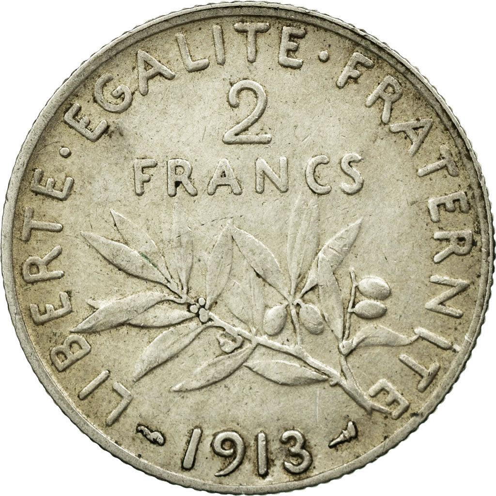 Münze, Frankreich, Semeuse, 2 Francs, 1913, SS, Silber, KM:845.1, Gadoury:532