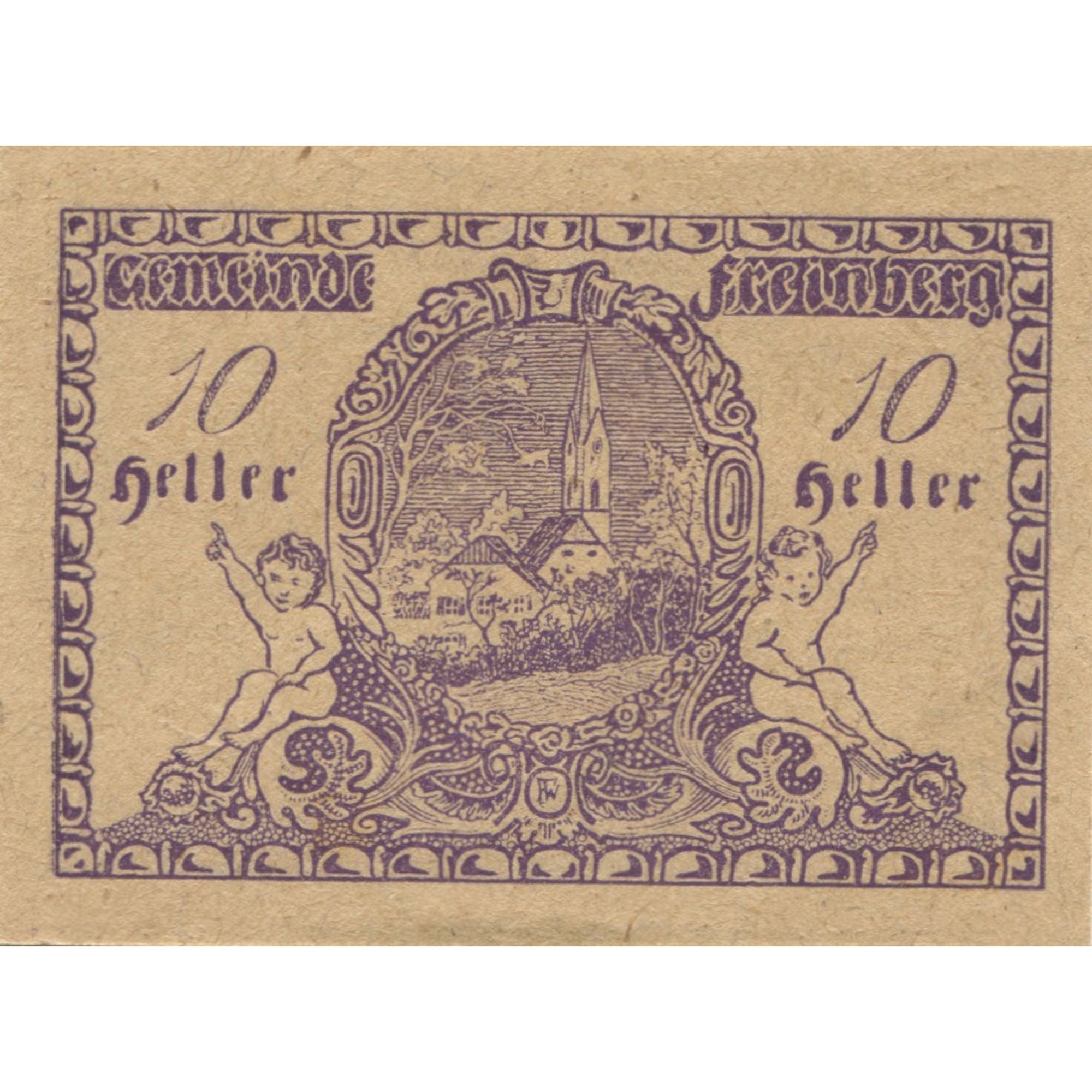 Banknote, Austria, Freinberg, 10 Heller, paysage, 1920 UNC(63) Mehl:FS 211Ib