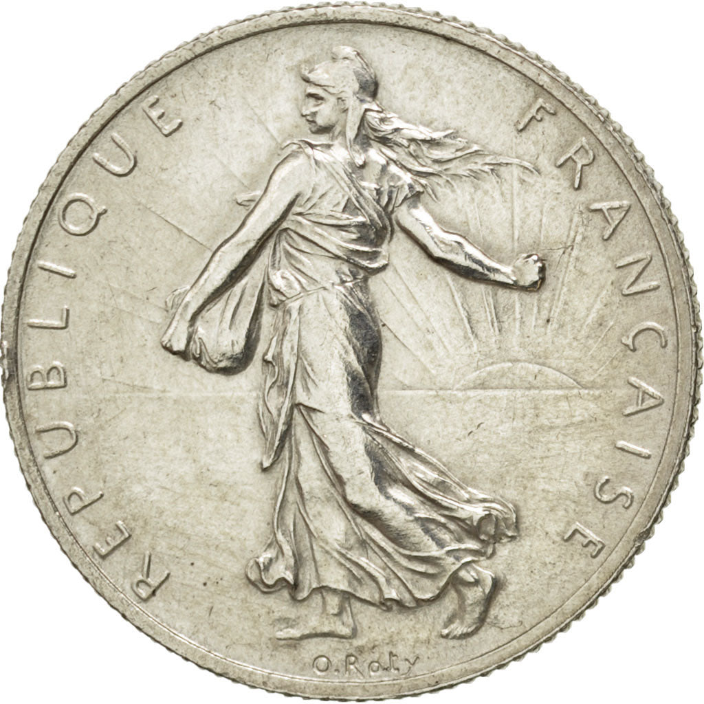FRANCE, Semeuse, 2 Francs, 1914, Paris, KM #845.1, AU(55-58), Silver, 27,...