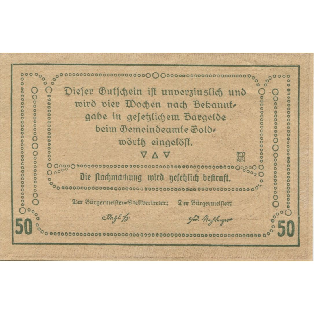 Banknote, Austria, Goldwörth, 50 Heller, Eglise, 1920, UNC(63), Mehl:FS 248a