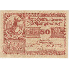 Banknote, Austria, St Georgen, 50 Heller, chevalier, 1920 UNC(63) Mehl:FS 885I