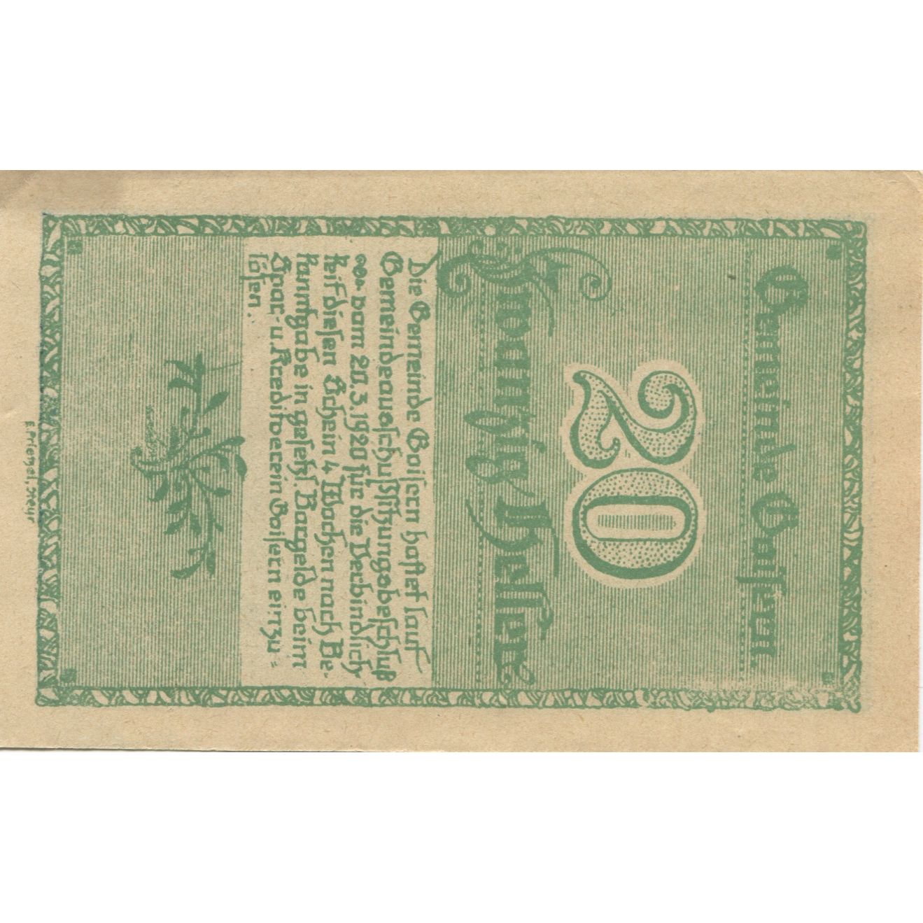 Banknote, Austria, Goisern, 20 Heller, chalet, 1920, AU(55-58), Mehl:FS 247I