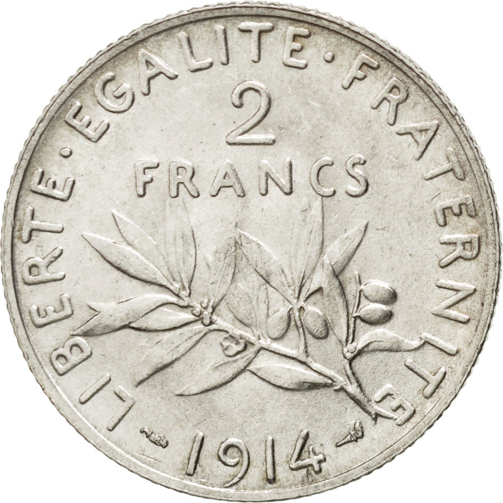 Coin, France, Semeuse, 2 Francs, 1914, MS(63), Silver, KM:845.1, Gadoury:532