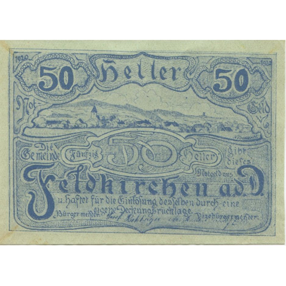 Banknote Austria Feldkirchen, 50Heller, paysage, 1920, UNC(60-62), Mehl:FS 197a