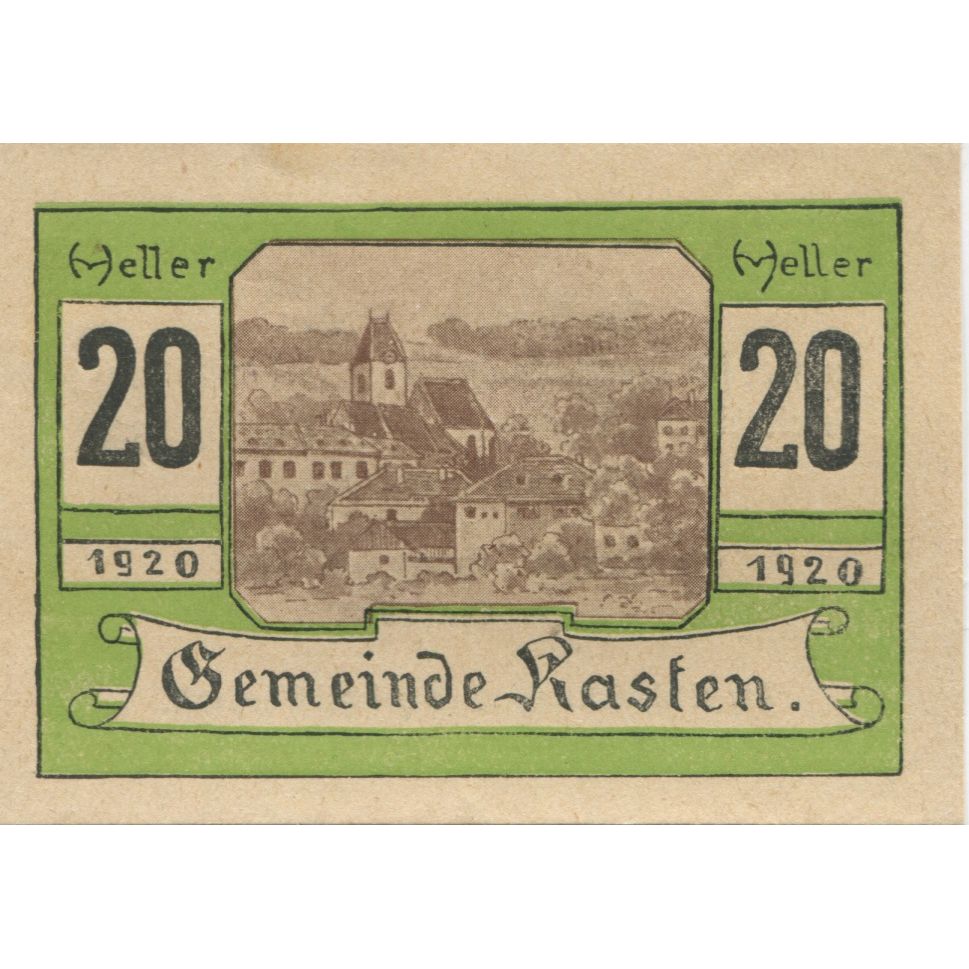 Banknote, Austria, Kasten, 20 Heller, village, 1920 AU(55-58) Mehl:FS 428c