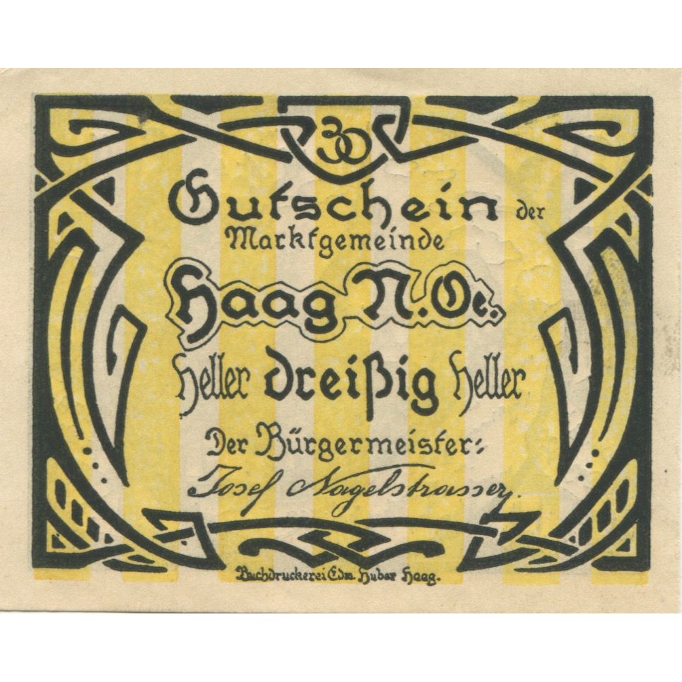 Banknote, Austria, Haag, 30 Heller, Eglise 1920-12-31, UNC(63), Mehl:FS 318VIb