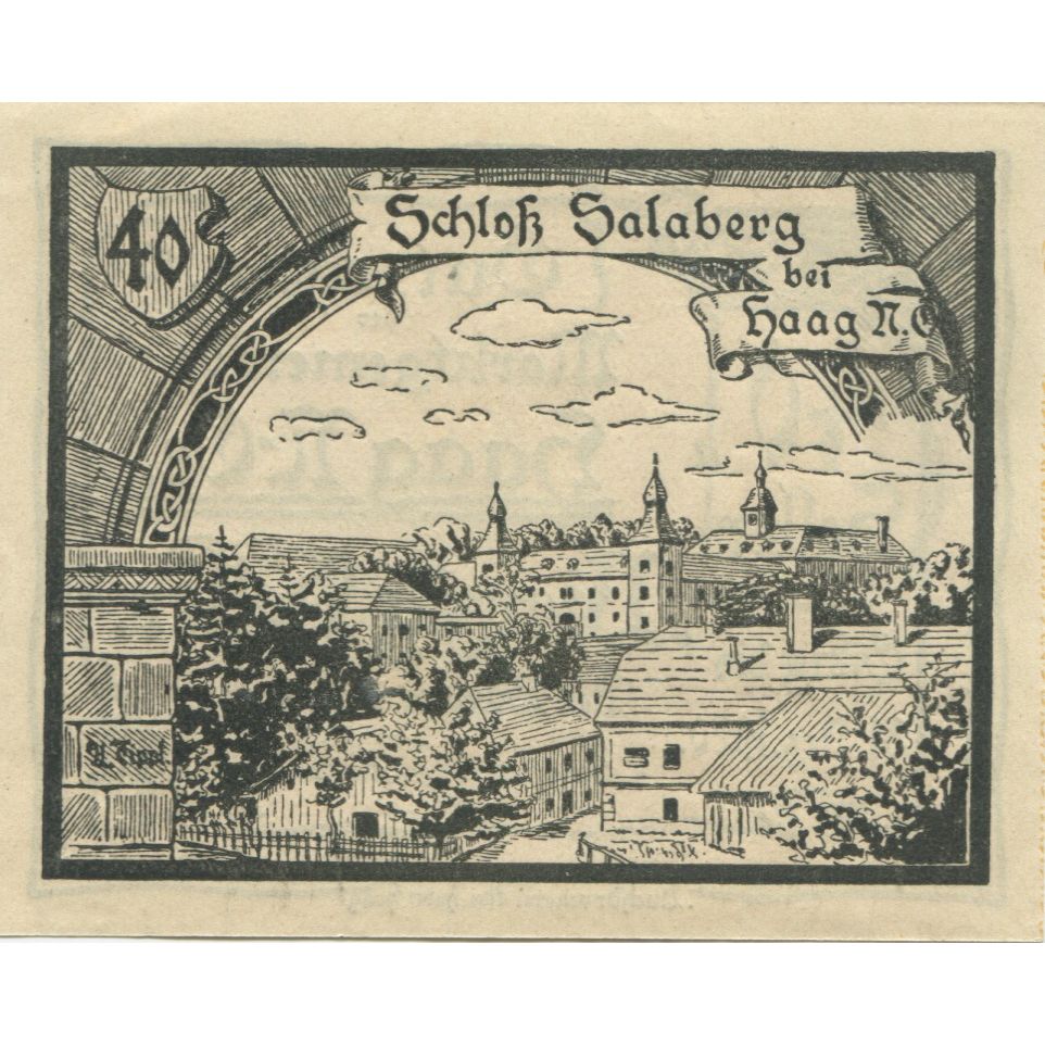 Banknote, Austria, Haag, 40 Heller, paysage, 1920 UNC(63), Mehl:FS 318VIb