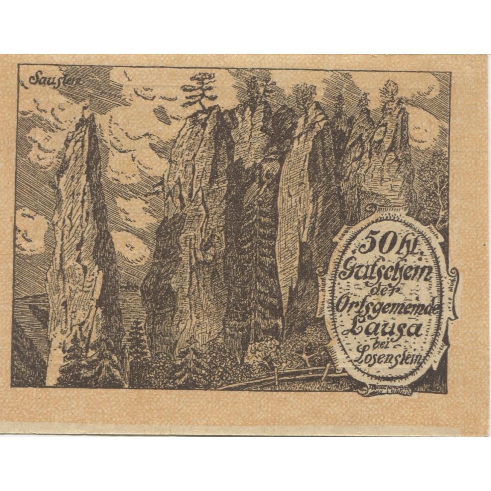 Banknote, Austria, Losenstein, 50 Heller, rocher, 1920, UNC(63), Mehl:FS 506Ia