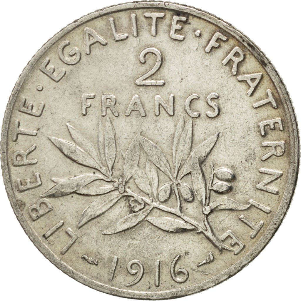 Francia, Semeuse, 2 Francs, 1916, BB+, Argento, KM:845.1, Gadoury:532
