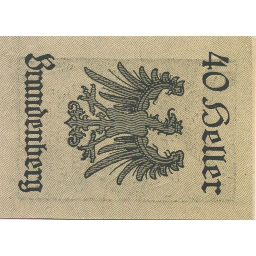 Banknote, Austria, Brandenberg, 40 Heller, aigle, 1920 UNC(63) Mehl:FS 99bA