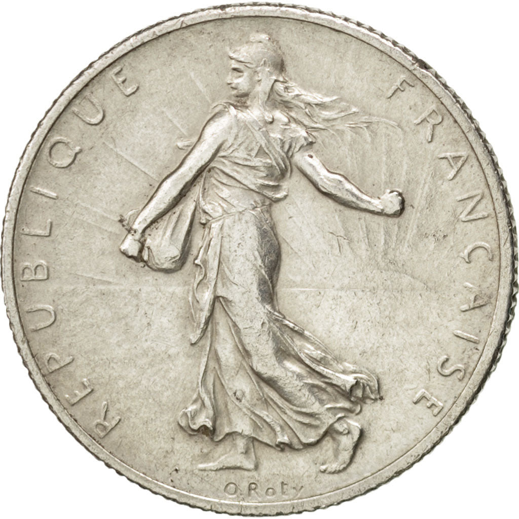 FRANCE, Semeuse, 2 Francs, 1916, Paris, KM #845.1, AU(55-58), Silver, 27,...