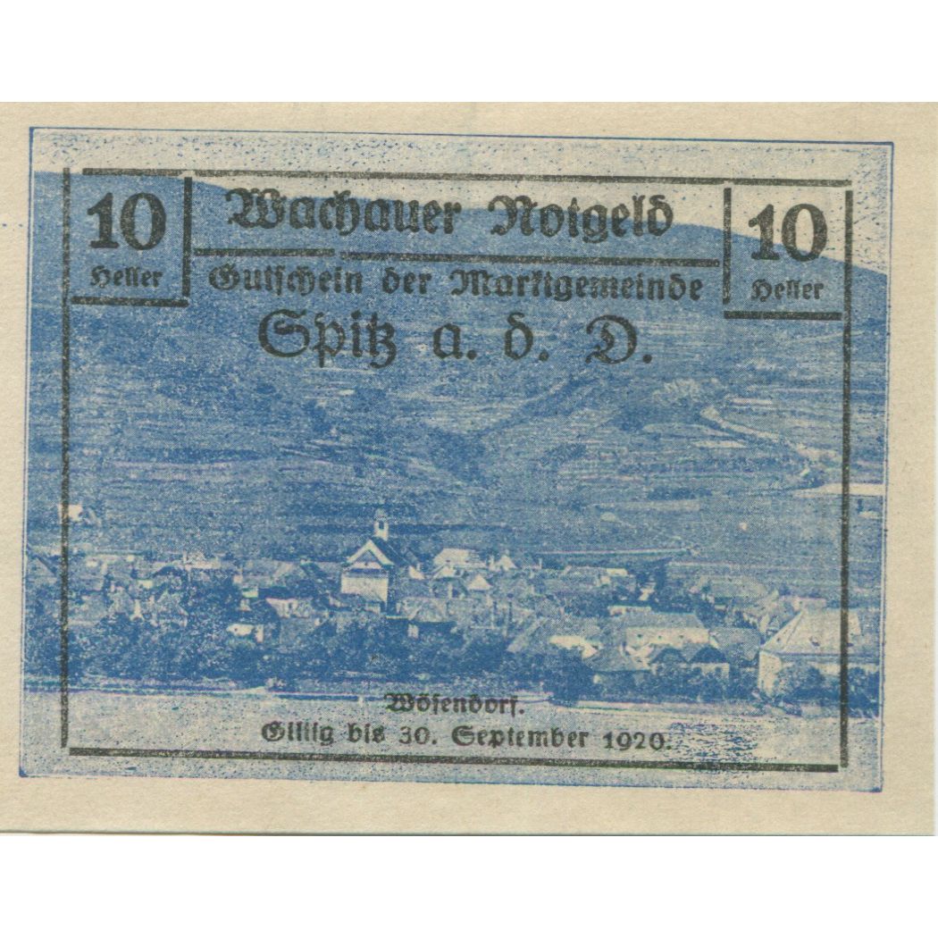 Banknote, Austria, Spitz, 10 Heller, paysage 1920-09-30, UNC(63), Mehl:FS 197