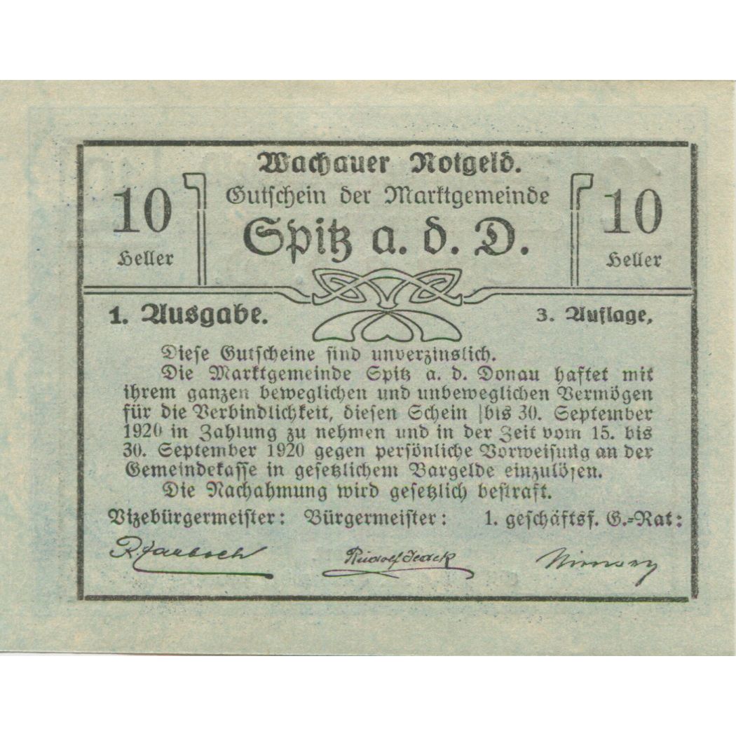 Banknote, Austria, Spitz, 10 Heller, paysage 1920-09-30, UNC(63), Mehl:FS 197