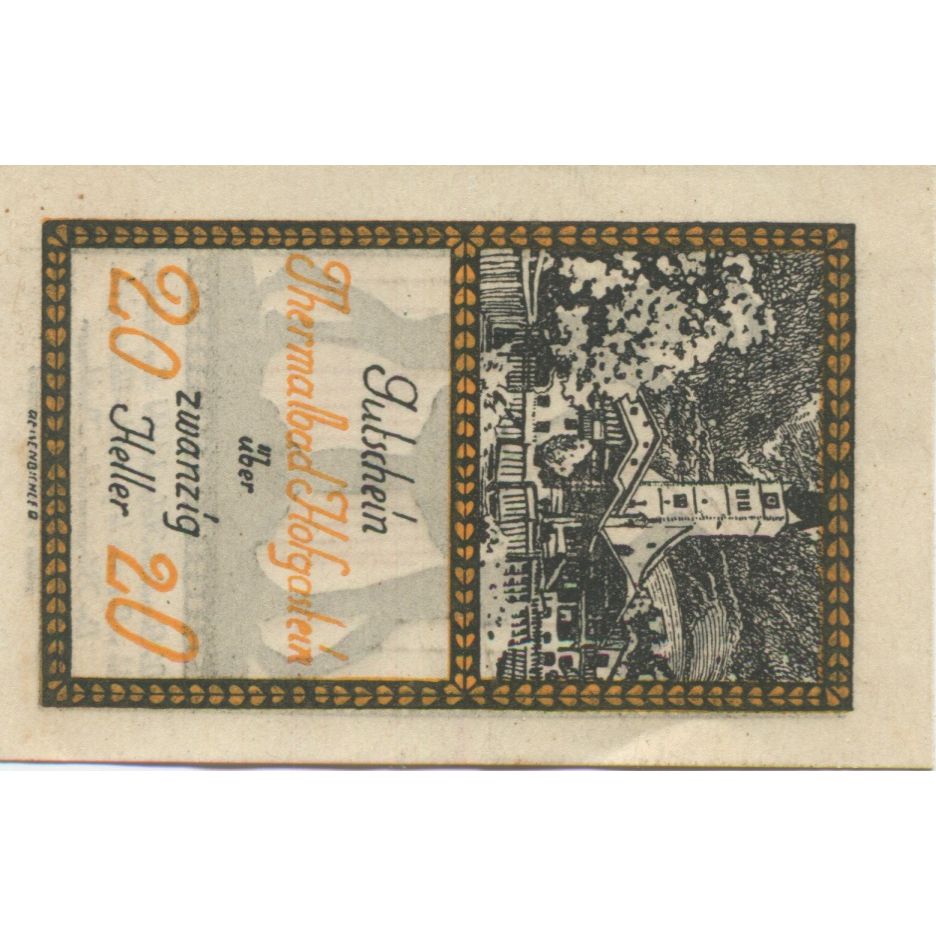 Banknote, Austria, Bad hofgastein, 20 Heller, Eglise, 1920 UNC(63) Mehl:FS 384Ic