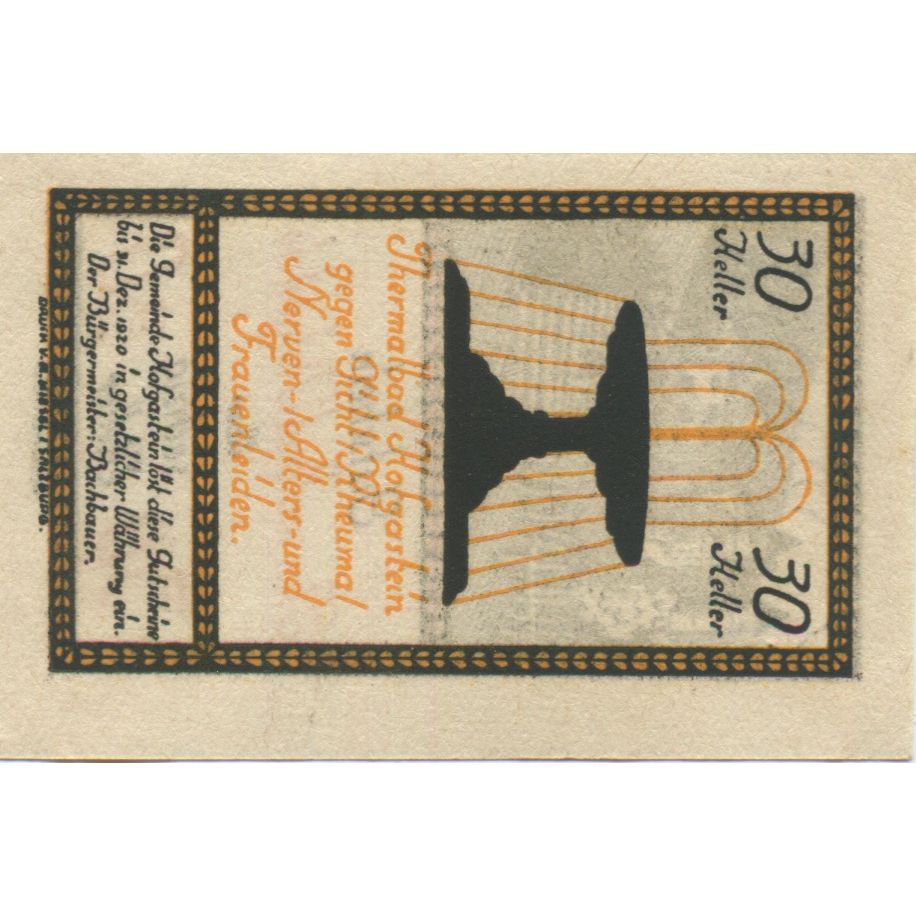 Billet, Autriche, Bad hofgastein, 30 Heller, château, 1920 SPL Mehl:FS 384Ic