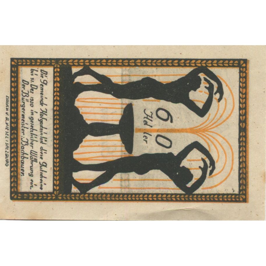 Billet, Autriche, Bad hofgastein, 60 Heller, paysage, 1920 SPL Mehl:FS 384Ic