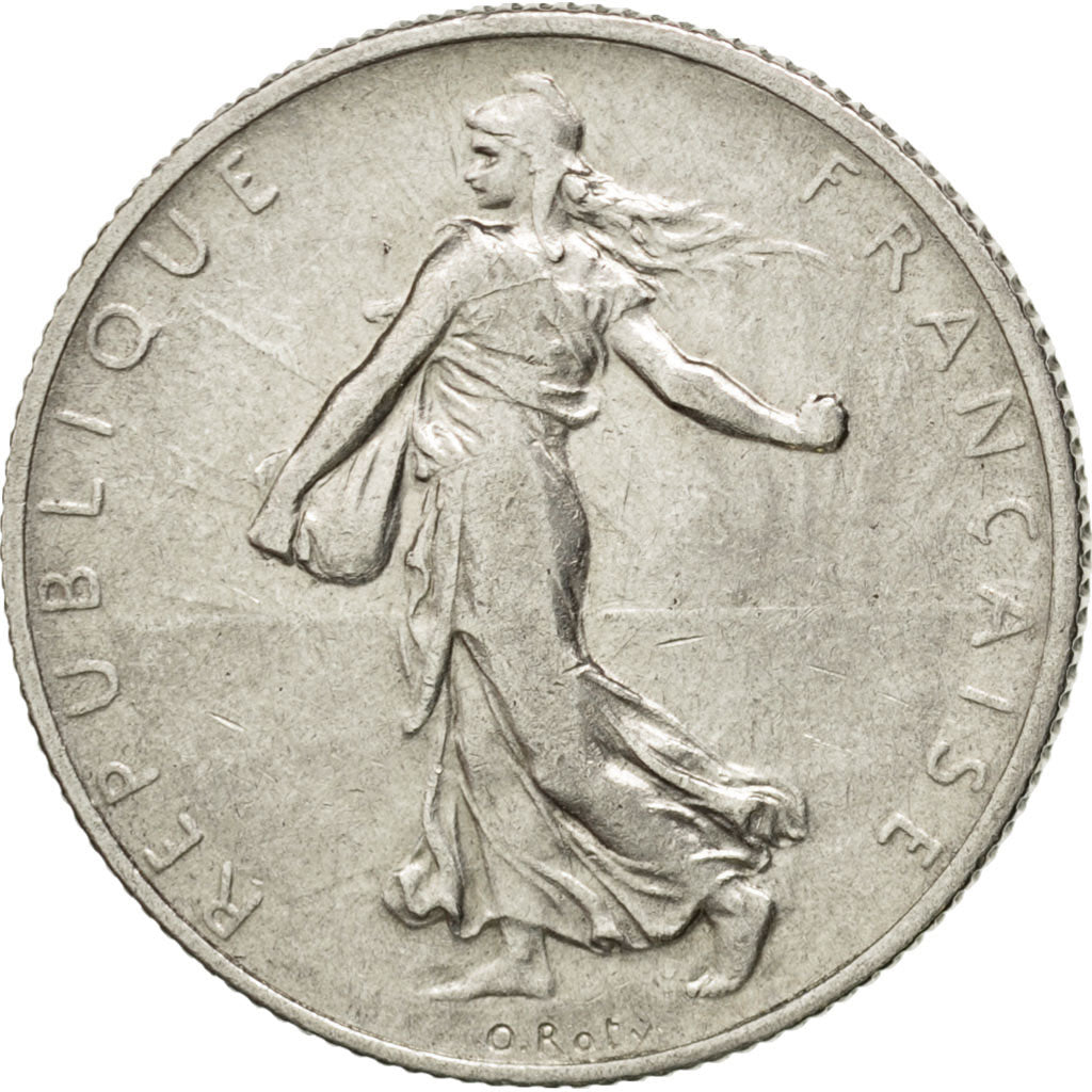 FRANCE, Semeuse, 2 Francs, 1916, Paris, KM #845.1, EF(40-45), Silver, 27,...