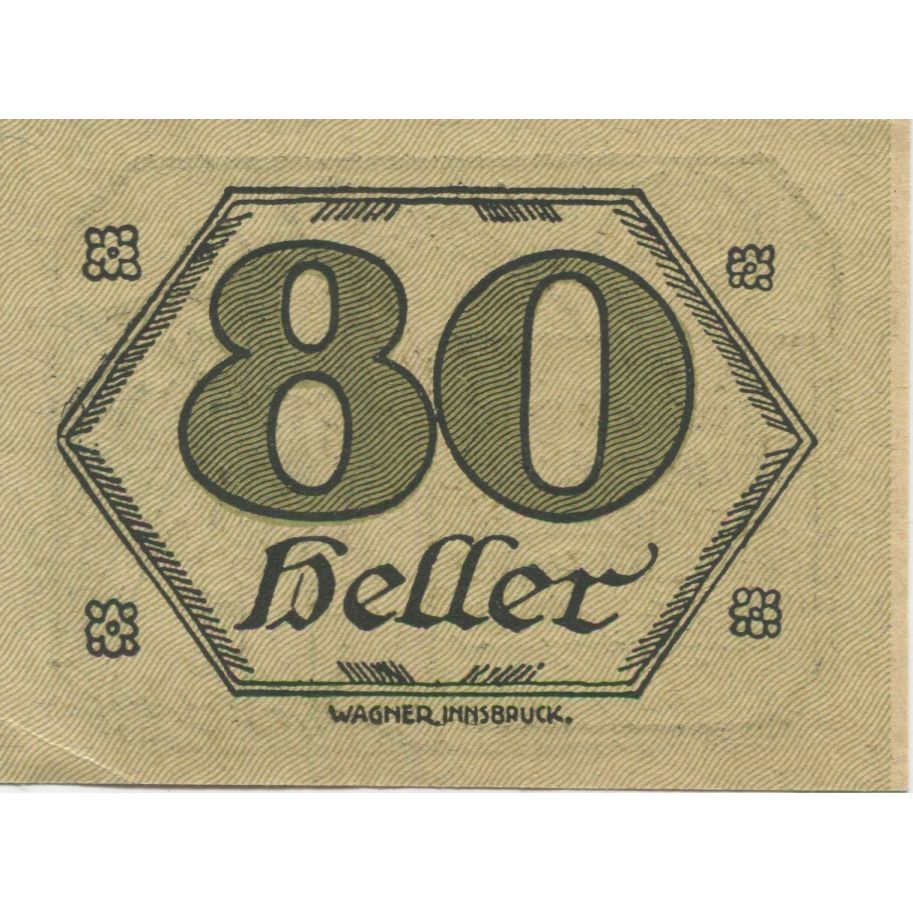 Banknote, Austria, Brandenberg, 80 Heller, fermier, 1920 UNC(63) Mehl:FS 99d