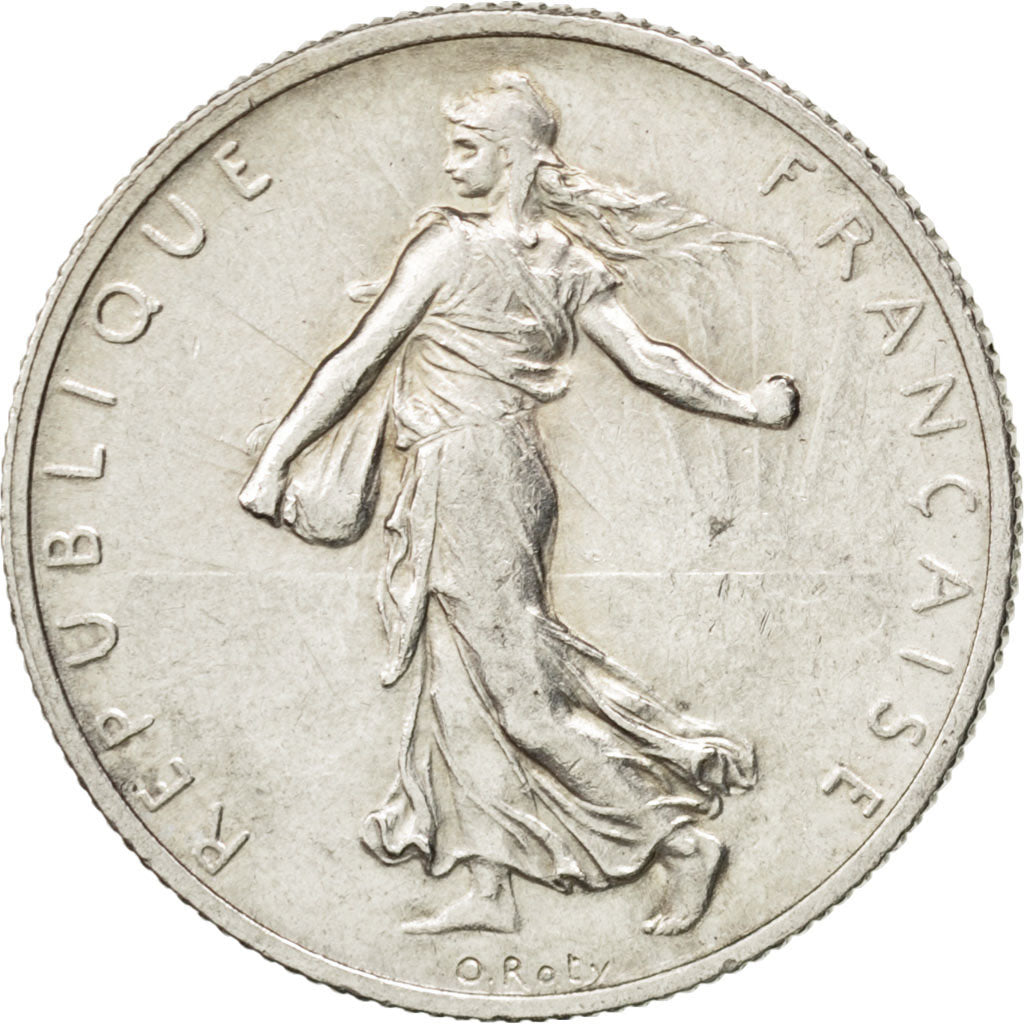 FRANCE, Semeuse, 2 Francs, 1917, Paris, KM #845.1, AU(55-58), Silver, 27,...