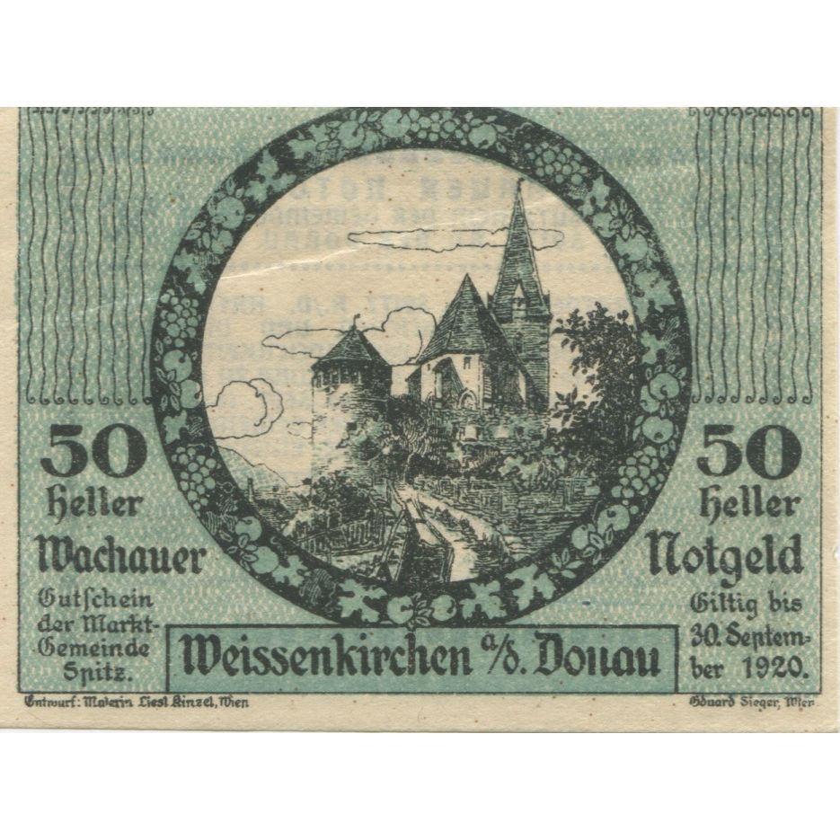 Billete, Austria, Weissenkirchen, 50 Heller, château, 1920 SC Mehl:FS 1122.8II