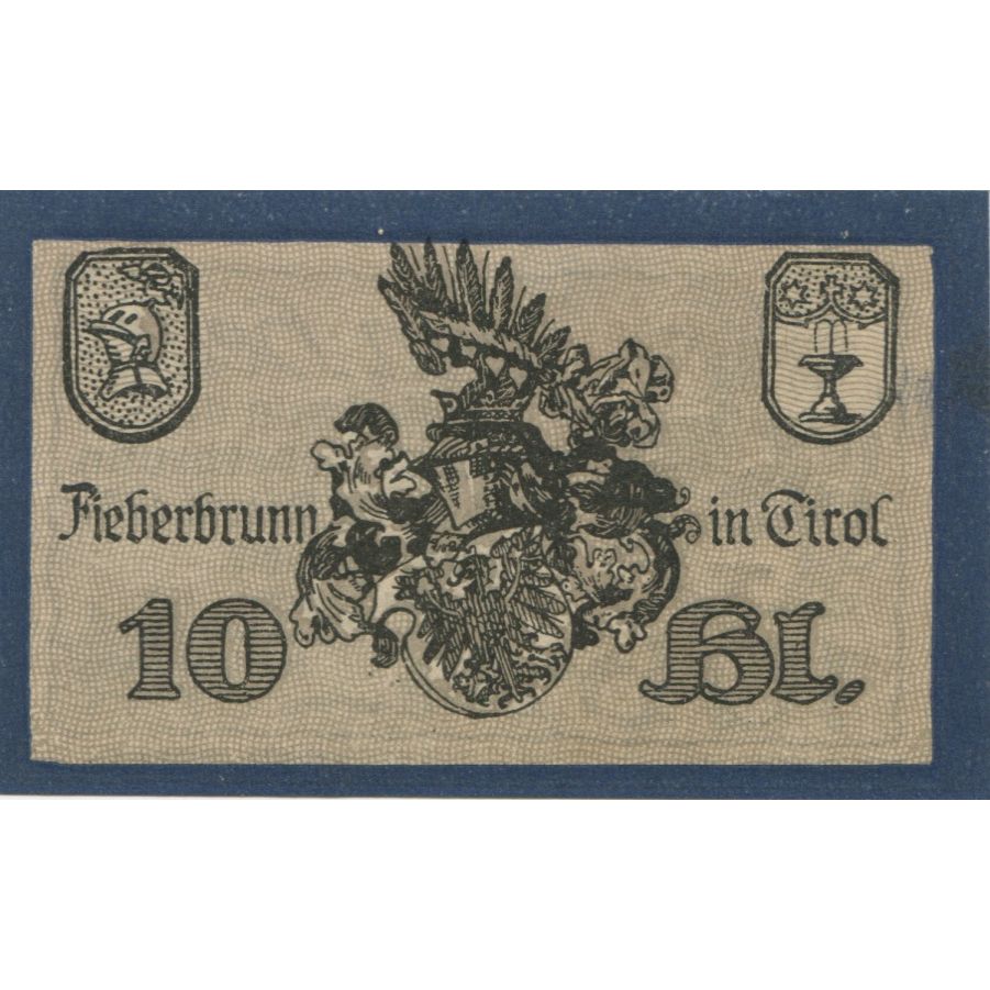 Banconote, Austria, Fieberbrunn, 10 Heller, Blason 1920-12-31, SPL Mehl:FS 200Ia