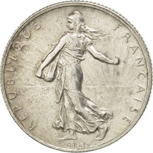 FRANCE, Semeuse, 2 Francs, 1918, Paris, KM #845.1, AU(55-58), Silver, 27,...