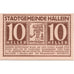 Geldschein, Österreich, Hallein, 10 Heller, Texte, 1920 UNZ- Mehl:FS 344Ia