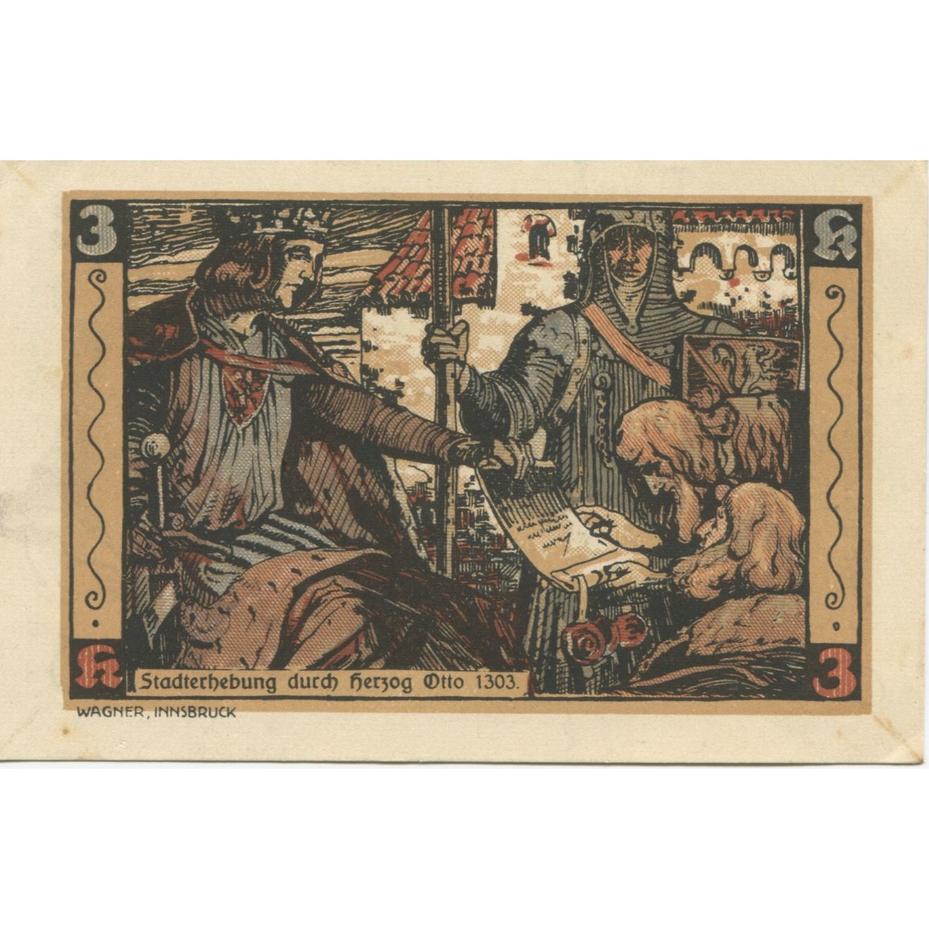 Banknote, Austria, Hall, 3 Kronen, personnage, 1920 UNC(63) Mehl:FS 342IIa
