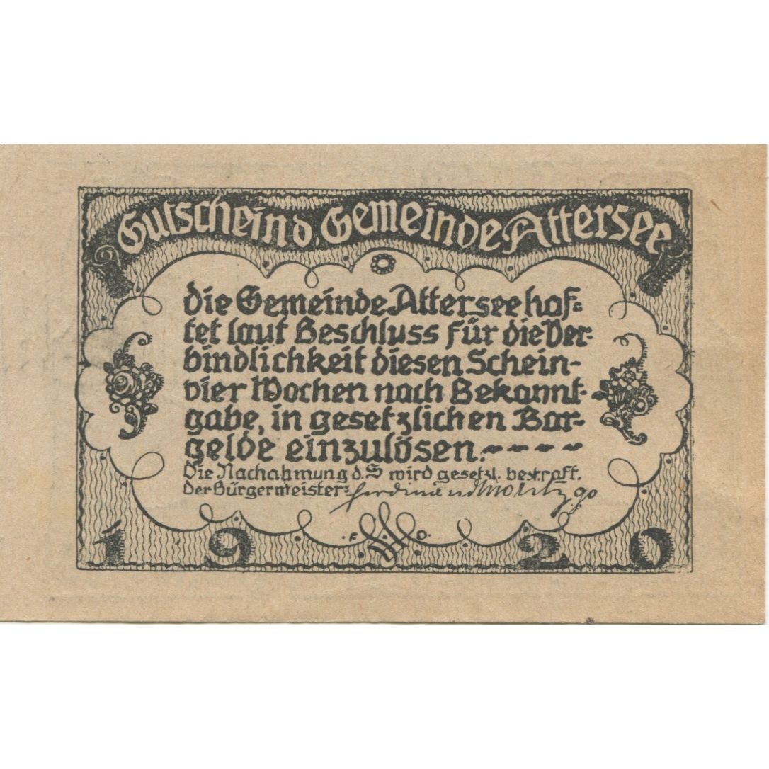 Billet, Autriche, Attersee, 50 Heller, fleuve, 1920, SPL, Mehl:FS 60a