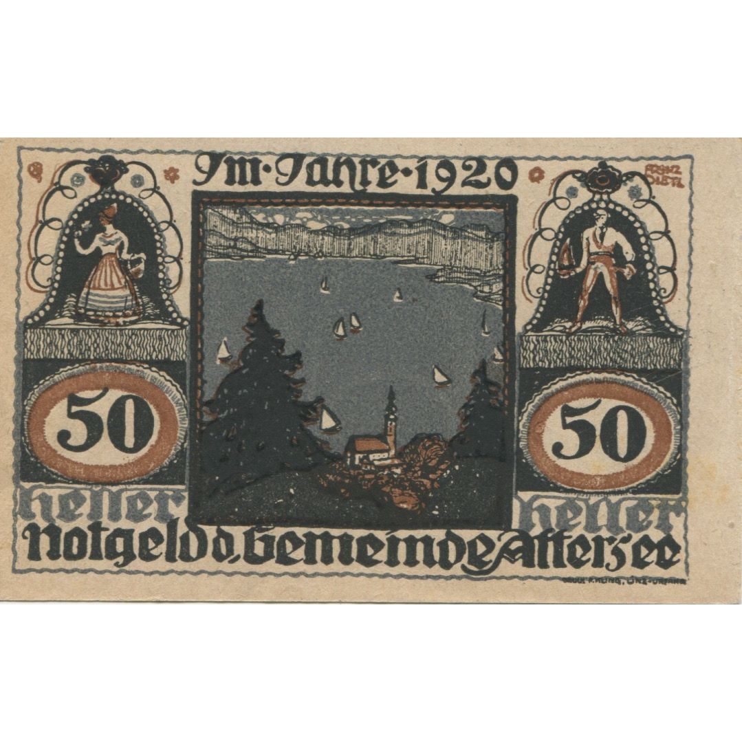 Billet, Autriche, Attersee, 50 Heller, fleuve, 1920, SPL, Mehl:FS 60a