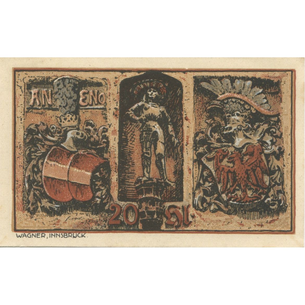 Billet, Autriche, Hall, 20 Heller, Eglise, 1920, 1920-11-30, SPL, Mehl:FS 342IIa
