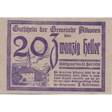 Banknote, Austria, Alkoven, 20 Heller, Eglise, 1920 UNC(63) Mehl:FS 18Ia