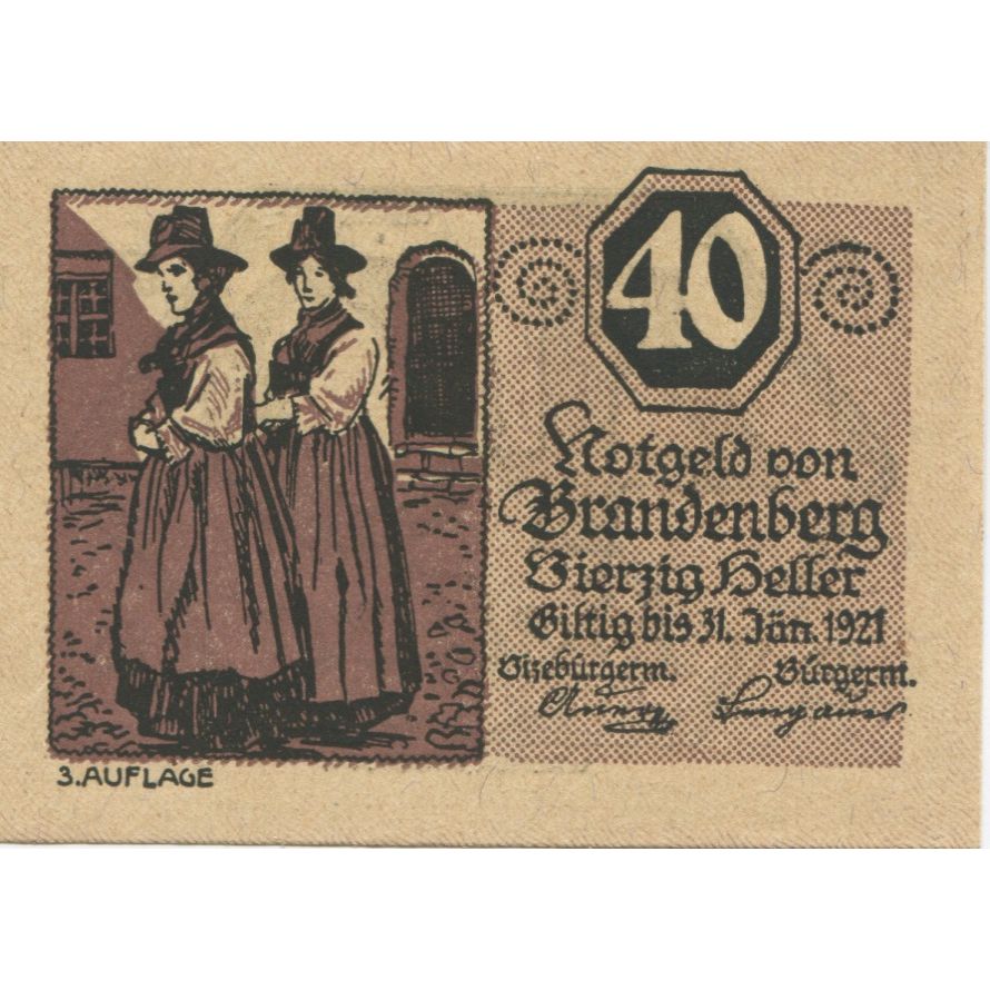 Banknote, Austria, Brandenberg, 40 Heller, Texte, 1920 UNC(63) Mehl:FS 99c
