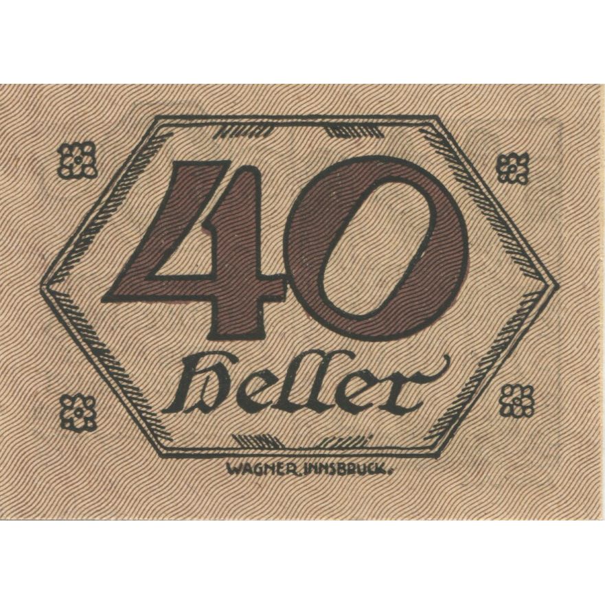 Banknote, Austria, Brandenberg, 40 Heller, Texte, 1920 UNC(63) Mehl:FS 99c