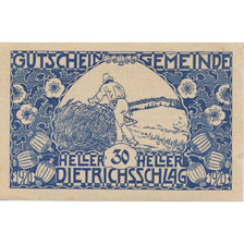 Banknote, Austria, Dietrichschlag, 30 Heller, champs, 1920, UNC(63) Mehl:FS 124a