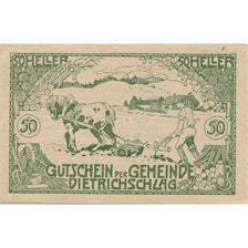Banknote, Austria, Dietrichschlag, 50 Heller, cheval, 1920 UNC(63) Mehl:FS 124a