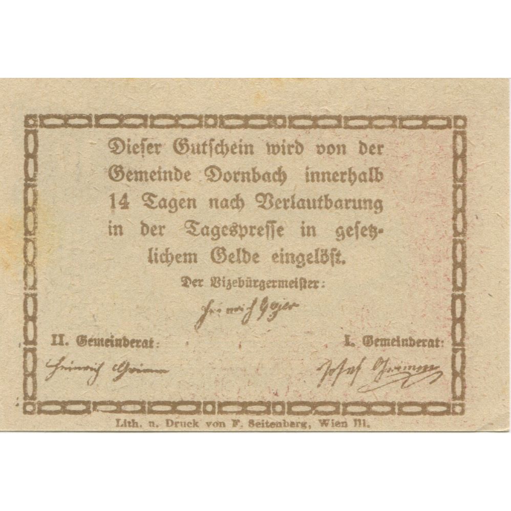 Banknote, Austria, Dornbach, 10 Heller, Eglise, 1920, UNC(63), Mehl:FS 132