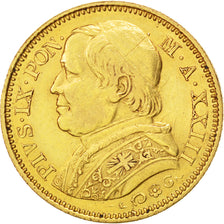 ITALIAN STATES, 20 Lire, 1868, Roma, KM #1382.4, EF(40-45), Gold, 6.45
