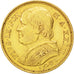 ITALIAN STATES, 20 Lire, 1868, Roma, KM #1382.4, EF(40-45), Gold, 6.45
