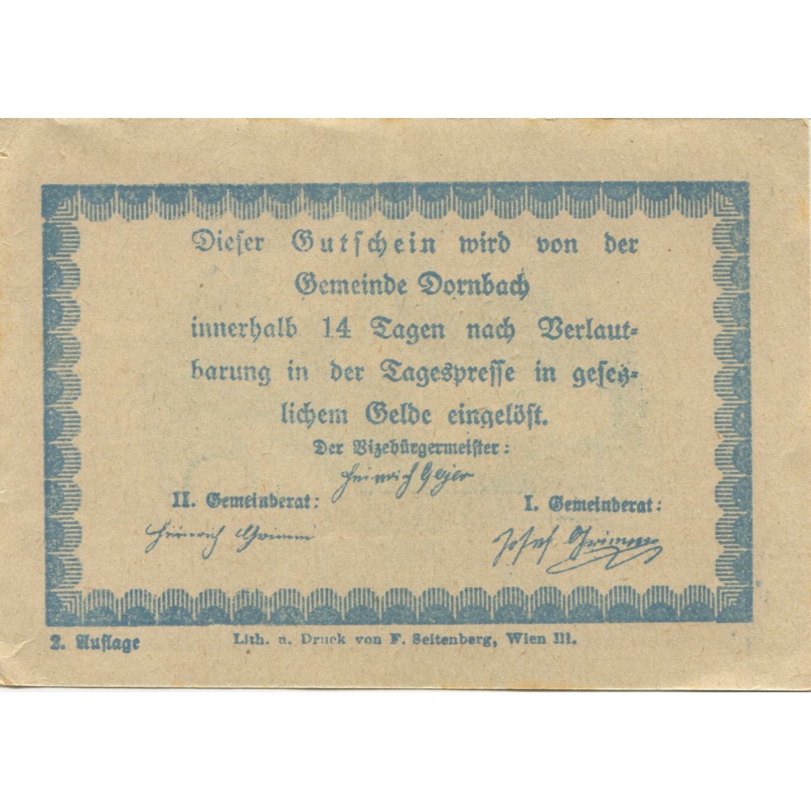 Banknote, Austria, Dornbach, 75 Heller, eglise 2, 1920, AU(55-58), Mehl:FS 132